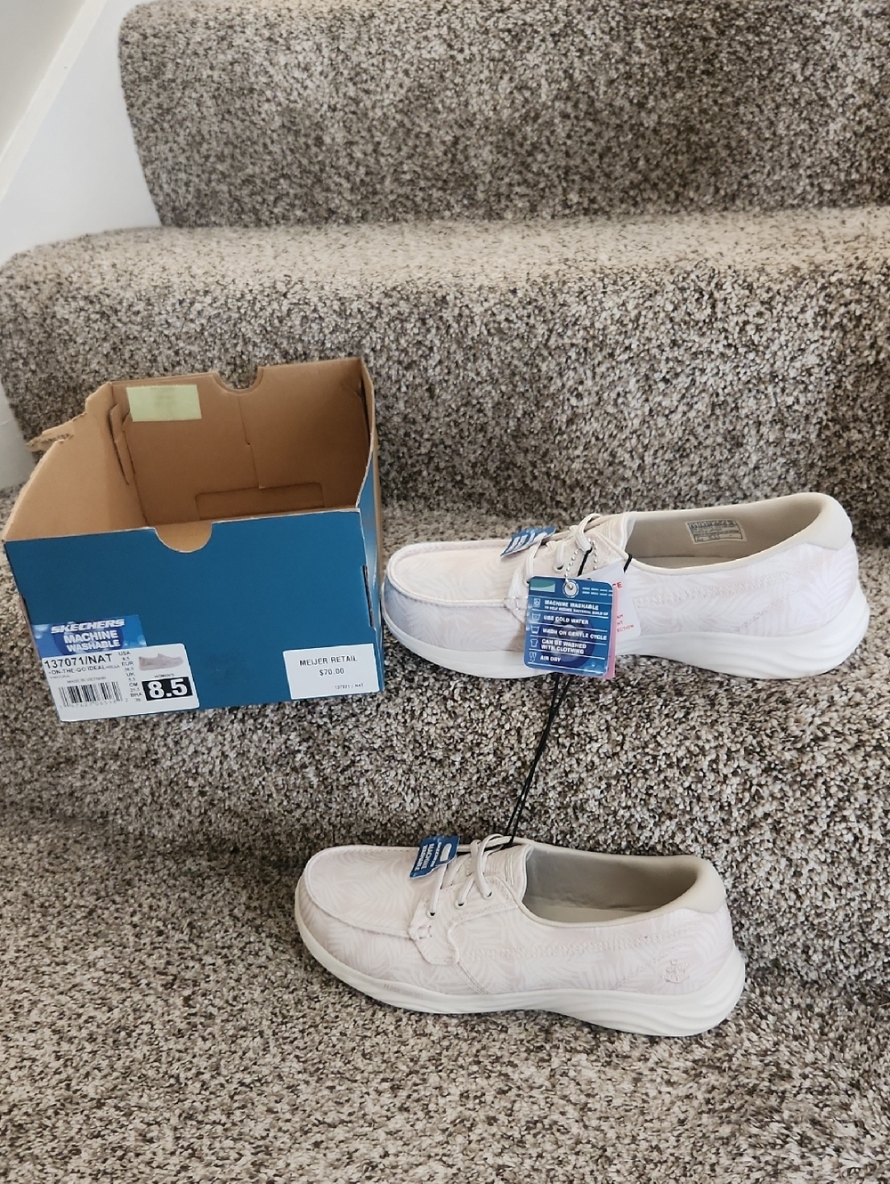 Skechers Women's Beige & White Lace-Up Slip-Ons - NWT & Box
